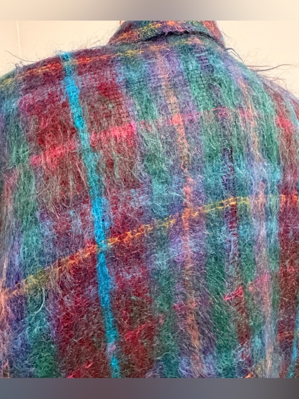Helene Sidel Vintage 80’s Plaid Mohair/Wool Jacket Size S Oversized Pockets - Picture 6 of 9